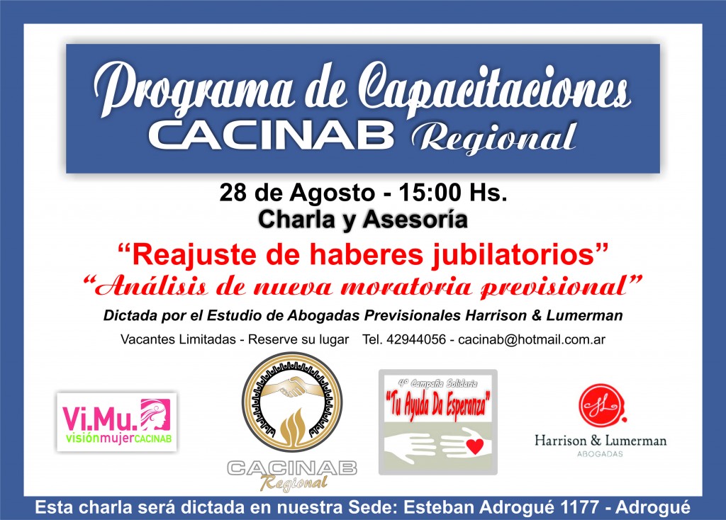 Flyer Capacitación 28-8 Reajuste de haberes jubilatorios 30-7